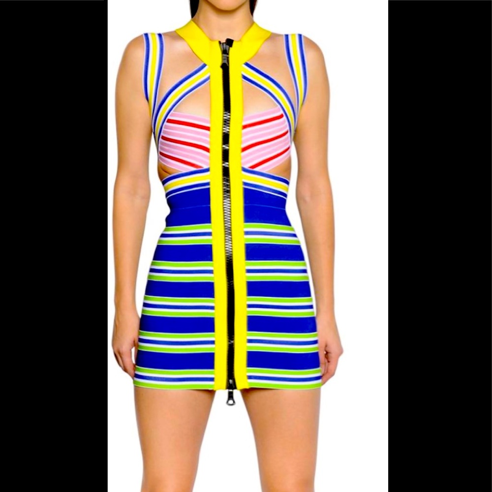 Dsquared2 Striped Elastic Bodycon Dress Size 36